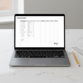 Laptop with professional cost estimator spreadsheet and dropdowns