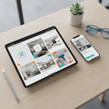 Tablet and smartphone showing polished social media post designs
