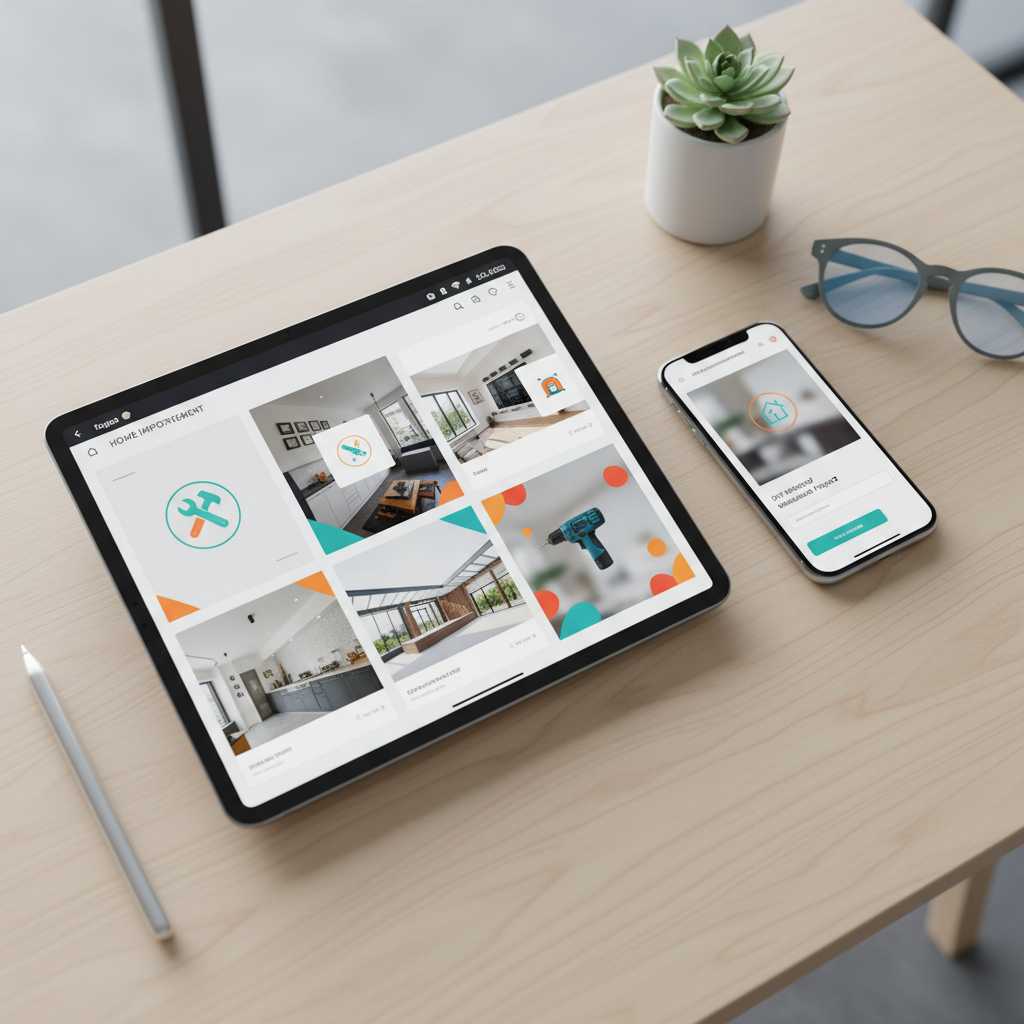 Tablet and smartphone showing polished social media post designs