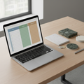 Laptop with color-coded material comparison spreadsheet